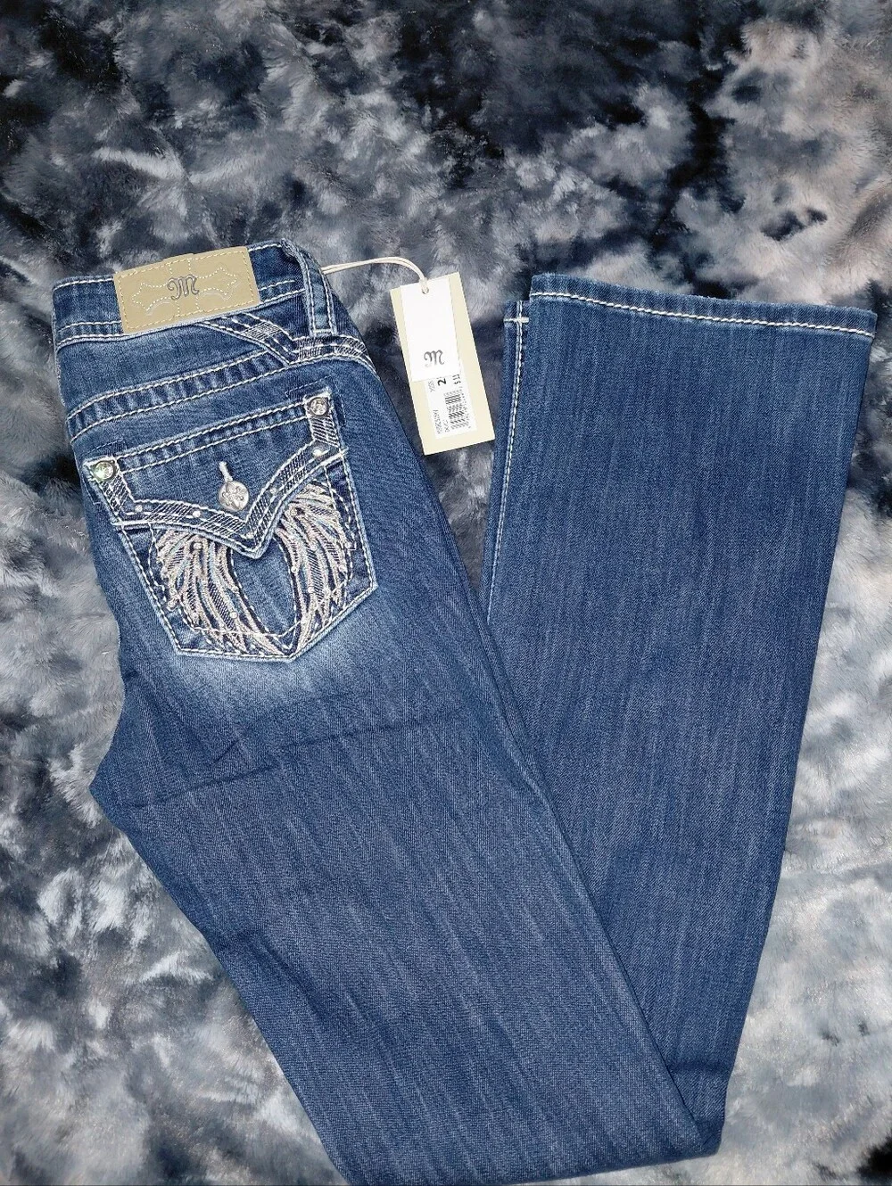 Miss Me Bootcut Jeans 25 Dark Wash Rhinestone Angel Wing Y2K Western NWT